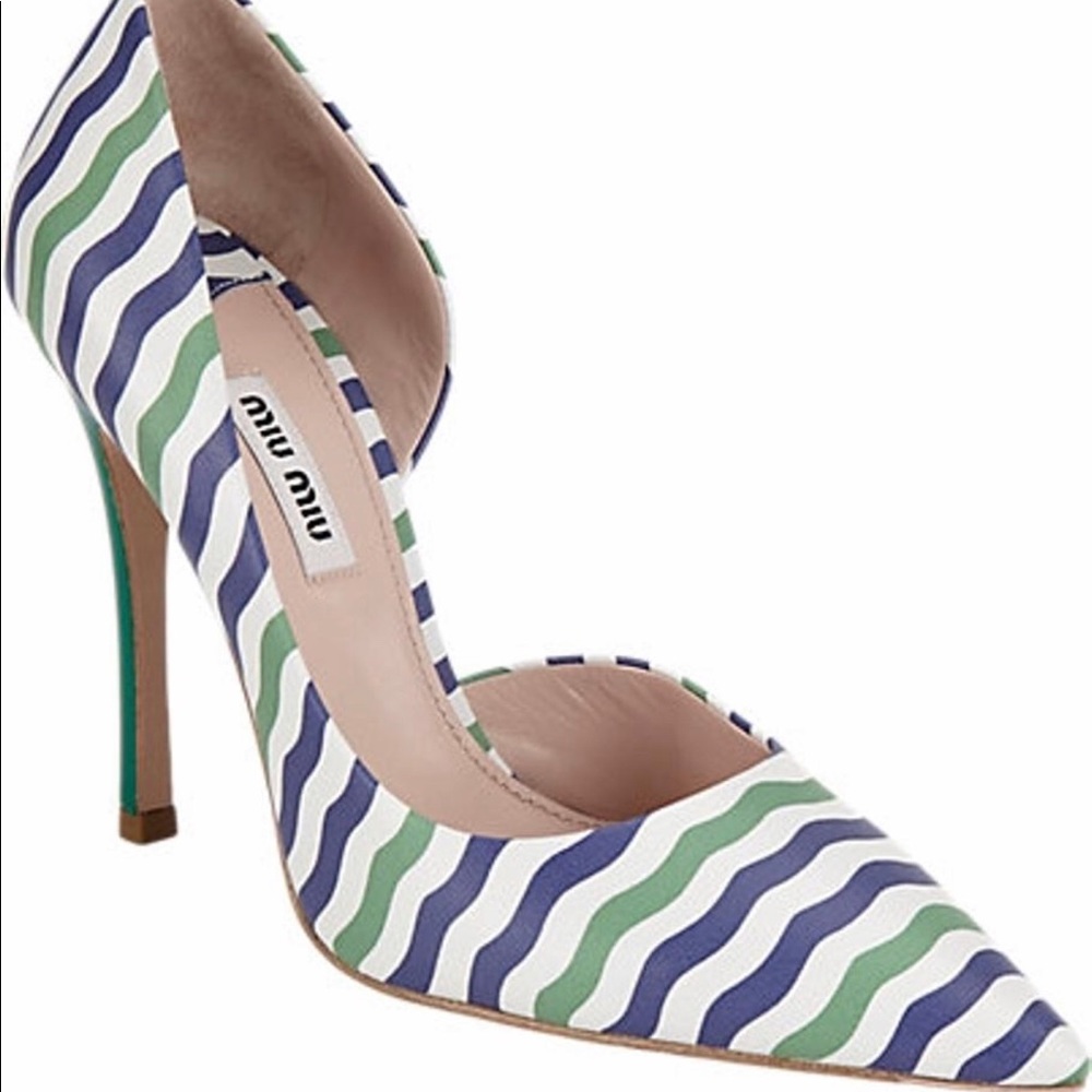 Miu Miu Striped D’Orsay Pumps